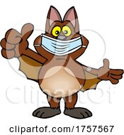 Poster, Art Print Of Cartoon Masked And Vaccinated Bat Mascot