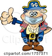 Poster, Art Print Of Cartoon Masked And Vaccinated Female Pirate Mascot