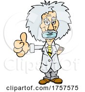 Poster, Art Print Of Cartoon Masked And Vaccinated Albert Einstein Mascot