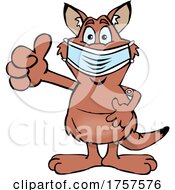 Poster, Art Print Of Cartoon Masked And Vaccinated Red Kangaroo Mascot