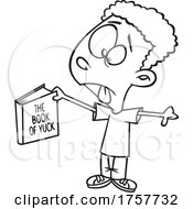Poster, Art Print Of Black And White Cartoon Boy Holding The Book Of Yuck