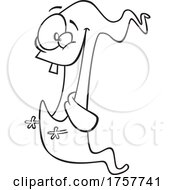 Black And White Cartoon Excited Ghost
