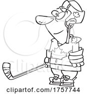 Black And White Cartoon Canadian Hockey Player by toonaday