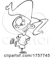 Black And White Cartoon Girl Showing Her Shoe