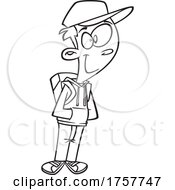 Poster, Art Print Of Black And White Cartoon Casual School Boy