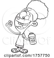 Poster, Art Print Of Black And White Cartoon Girl Taking Laughter Medicine