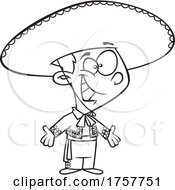 Black And White Cartoon Mexican Boy