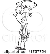 Black And White Cartoon Young Businessman Rolling Up His Sleeves