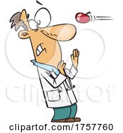 Cartoon Apple Flying At A Doctor