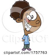 Poster, Art Print Of Cartoon Grinning Girl With Braces