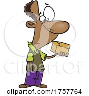 Cartoon Man Holding A Loaf Of Bread