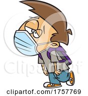 Poster, Art Print Of Cartoon Exhausted Boy Wearing A Mask