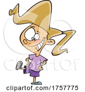Cartoon Girl Showing Her Shoe