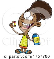 Poster, Art Print Of Cartoon Girl Taking Laughter Medicine