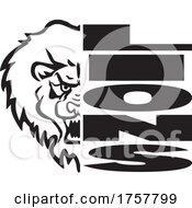 Poster, Art Print Of Lion Mascot Head By Lions Text