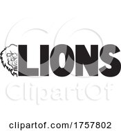 Poster, Art Print Of Lion Mascot Head By Lions Text