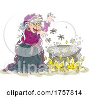 Witch Tossing Spiders Into A Cauldron