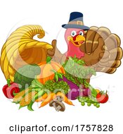 Poster, Art Print Of Thanksgiving Turkey Cornucopia Horn Of Plenty