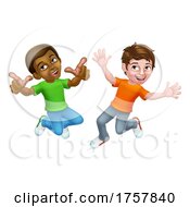 Jumping Boys Kids Children Cartoon by AtStockIllustration