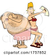 Cartoon Woman Waxing Her Husbands Hairy Back by djart
