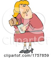 Cartoon Woman Holding A Burger And Soda