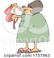 Cartoon Woman Holding Up A Bra