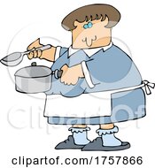 Cartoon Chubby Woman Cooking