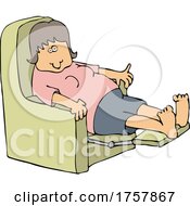 Poster, Art Print Of Cartoon Woman Relaxing In A Recliner Chair