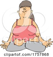 Cartoon Woman Meditating In The Lotus Pose