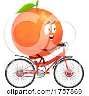 Orange Mascot Riding A Bike by Vector Tradition SM