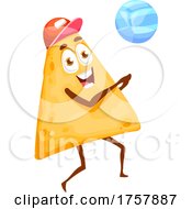 Tortilla Chip Mascot Playing Beach Volleyball