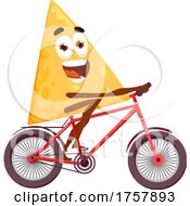 Tortilla Chip Mascot Riding A Bike by Vector Tradition SM