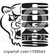 Poster, Art Print Of Cougar Mascot Head Beside Cougars Text