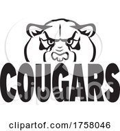 Cougar Mascot Head Over COUGARS Text