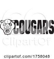Cougar Mascot Head Beside COUGARS Text by Johnny Sajem