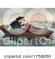 Poster, Art Print Of Young Newlywed Couple Having A Romantic Time In A Boat