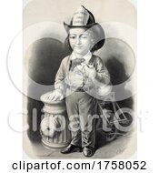 Portrait Of A Boy In A Young America Chief Engineer Fireman Hat by JVPD