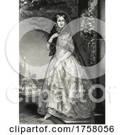 Poster, Art Print Of Historical Portrait Of A Young Woman Near A Fountain