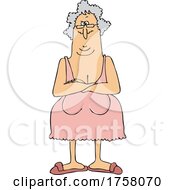 Cartoon Senior Woman With Her Breasts Hanging Low