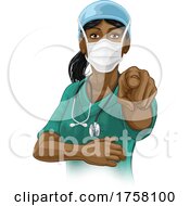 Doctor Or Nurse Woman In Scrubs Uniform Pointing by AtStockIllustration