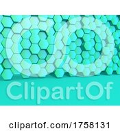 Poster, Art Print Of 3d Modern Background With Wall Of Extruding Hexagons