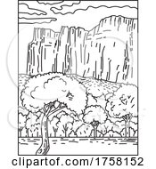Poster, Art Print Of Capitol Reef National Park In South Central Utah Usa Mono Line Art Poster