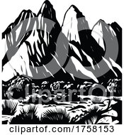 Poster, Art Print Of Organ Mountains-Desert Peaks National Monument In Las Cruces New Mexico Usa Wpa Black And White Art