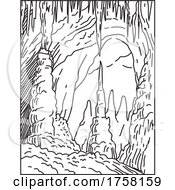 Carlsbad Caverns National Park In The Chihuahuan Desert Of Southern New Mexico Usa Mono Line Poster Art