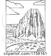 Cathedral Valley Loop Of Capitol Reef National Park In Utah USA Mono Line Poster Art