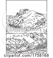 Great Basin National Park Is In Eastern Nevada Near Utah USA Mono Line Poster Art