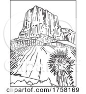 Poster, Art Print Of Guadalupe Mountains National Park In West Texas Usa Mono Line Poster Art