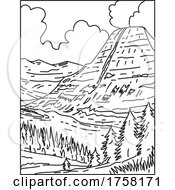 Glacier National Park With Hidden Lake In The Rocky Mountains In Montana USA Mono Line Poster Art by patrimonio