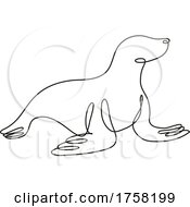 Seal Viewed From Side Continuous Line Drawing