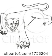 Poster, Art Print Of Panther Crouching Continuous Line Drawing